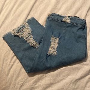 Light wash ripped skirt